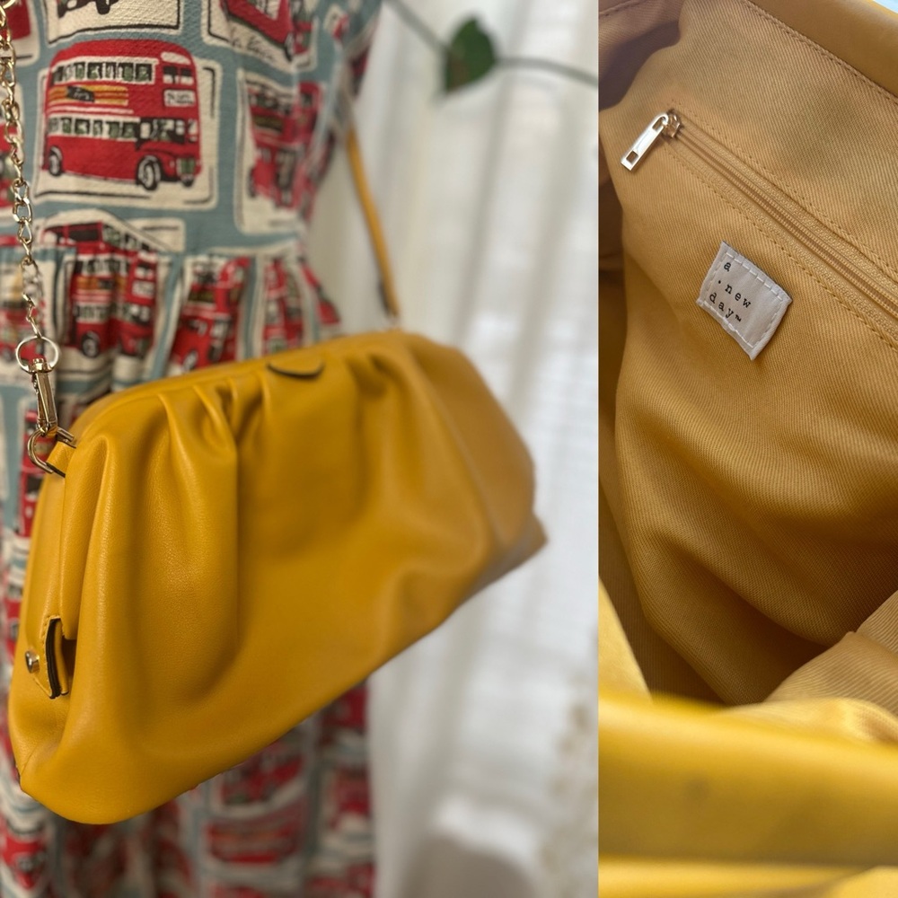 Yellow Faux Leather Clutch Bag